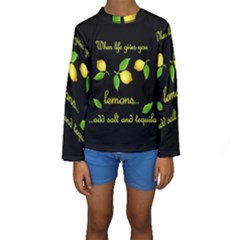 When Life Gives You Lemons Kids  Long Sleeve Swimwear by Valentinaart