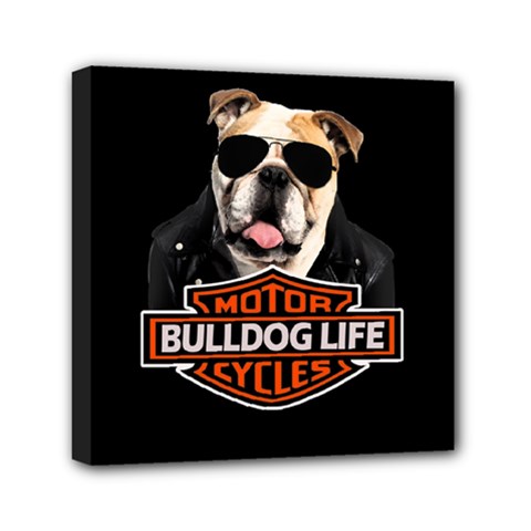 Bulldog Biker Mini Canvas 6  X 6  by Valentinaart