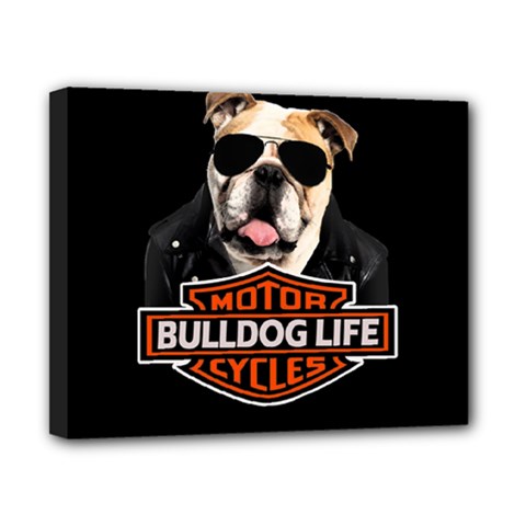 Bulldog biker Canvas 10  x 8 