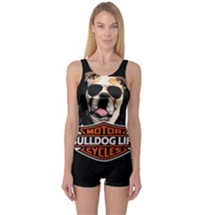 Bulldog biker One Piece Boyleg Swimsuit