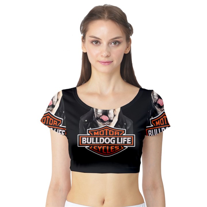 Bulldog biker Short Sleeve Crop Top (Tight Fit)