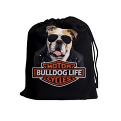 Bulldog biker Drawstring Pouches (Extra Large)