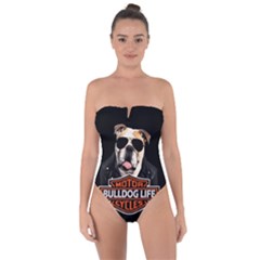 Bulldog biker Tie Back One Piece Swimsuit