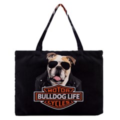 Bulldog biker Zipper Medium Tote Bag