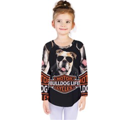 Bulldog biker Kids  Long Sleeve Tee