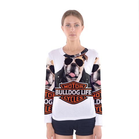 Bulldog Biker Women s Long Sleeve Tee by Valentinaart