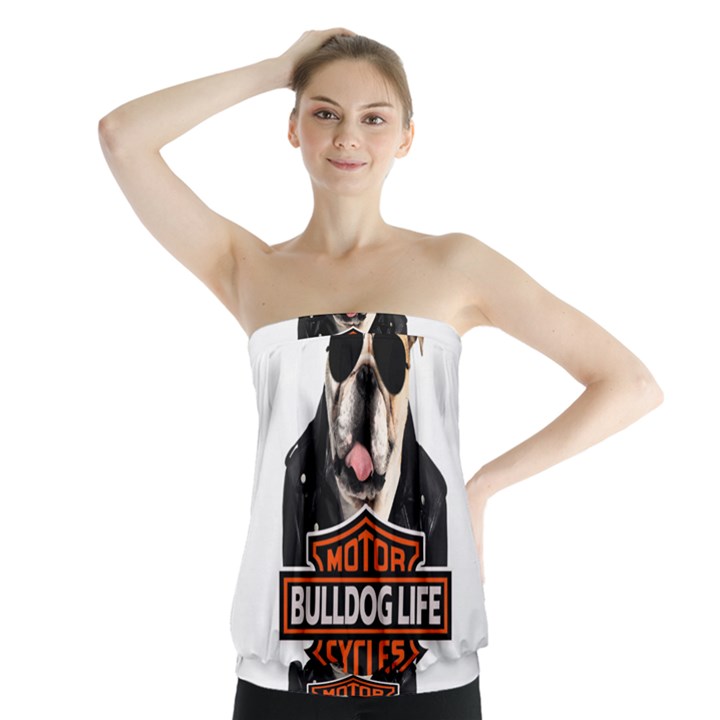 Bulldog biker Strapless Top