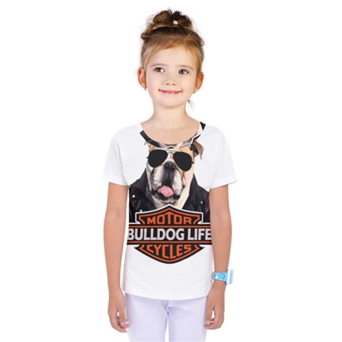 Bulldog Biker Kids  One Piece Tee by Valentinaart