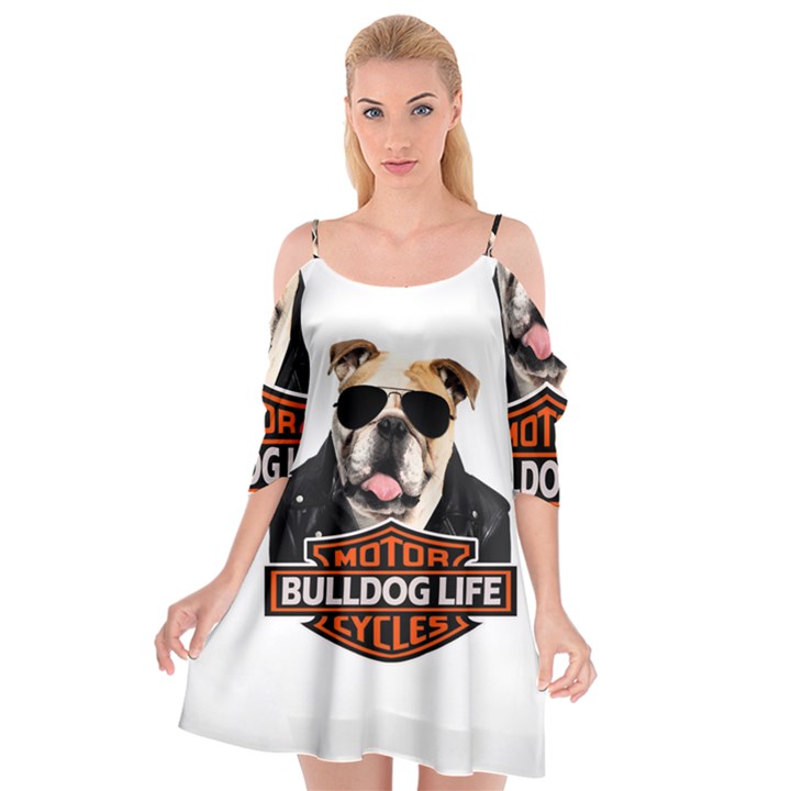 Bulldog biker Cutout Spaghetti Strap Chiffon Dress