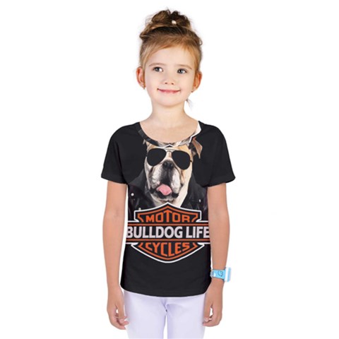 Bulldog Biker Kids  One Piece Tee by Valentinaart