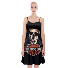 Bulldog Biker Spaghetti Strap Velvet Dress by Valentinaart