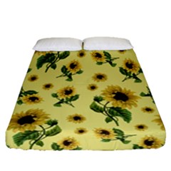 Sunflowers Pattern Fitted Sheet (queen Size) by Valentinaart