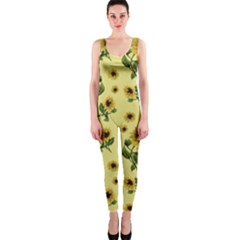 Sunflowers Pattern Onepiece Catsuit by Valentinaart