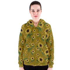 Sunflowers Pattern Women s Zipper Hoodie by Valentinaart