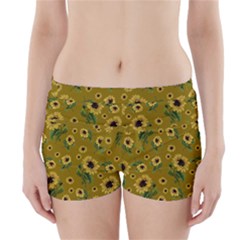 Sunflowers Pattern Boyleg Bikini Wrap Bottoms