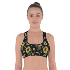 Sunflowers Pattern Cross Back Sports Bra by Valentinaart