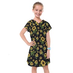 Sunflowers Pattern Kids  Drop Waist Dress