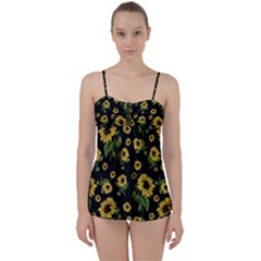 Sunflowers Pattern Babydoll Tankini Set