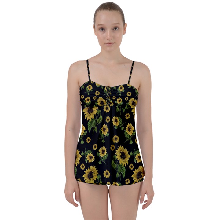 Sunflowers pattern Babydoll Tankini Set