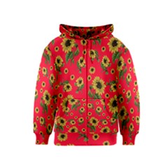 Sunflowers Pattern Kids  Zipper Hoodie by Valentinaart