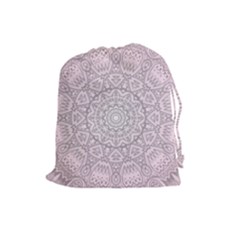 Pink Mandala Art  Drawstring Pouches (large) 