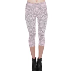 Pink Mandala Art  Capri Leggings  by paulaoliveiradesign