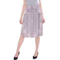 Pink Mandala Art  Midi Beach Skirt by paulaoliveiradesign