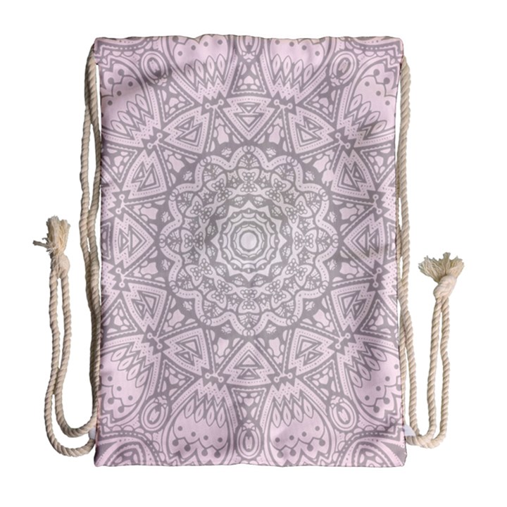 Pink Mandala art  Drawstring Bag (Large)