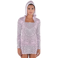 Pink Mandala Art  Long Sleeve Hooded T-shirt by paulaoliveiradesign