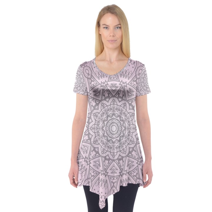 Pink Mandala art  Short Sleeve Tunic 