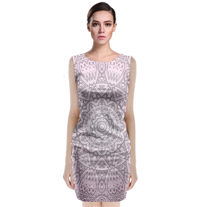 Pink Mandala art  Classic Sleeveless Midi Dress