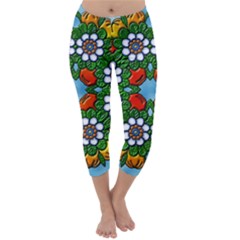 Cute Floral Mandala  Capri Winter Leggings  by paulaoliveiradesign