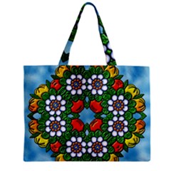 Cute Floral Mandala  Zipper Mini Tote Bag by paulaoliveiradesign