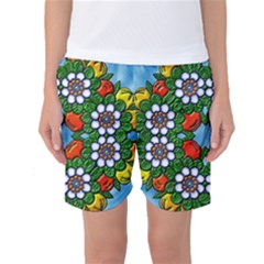 Cute Floral Mandala  Women s Basketball Shorts by paulaoliveiradesign