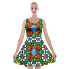 Cute Floral Mandala  Velvet Skater Dress by paulaoliveiradesign