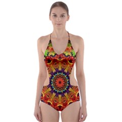 Fractal Mandala Abstract Pattern Cut-out One Piece Swimsuit by paulaoliveiradesign