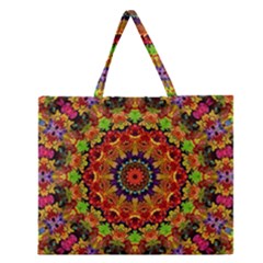 Fractal Mandala Abstract Pattern Zipper Large Tote Bag