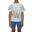 Watercolor Floral Blue Cute Butterfly Illustration Kids  Short Sleeve Swimwear View1