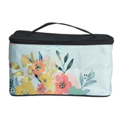 Watercolor Floral Blue Cute Butterfly Illustration Cosmetic Storage Case by paulaoliveiradesign