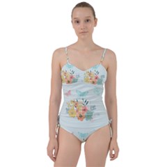 Watercolor Floral Blue Cute Butterfly Illustration Sweetheart Tankini Set