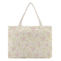 Floral Paper Pink Girly Pattern Medium Tote Bag by paulaoliveiradesign