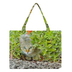 Hidden Domestic Cat With Alert Expression Medium Tote Bag by dflcprints