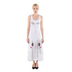 Rabbit Cute Animal White Sleeveless Maxi Dress