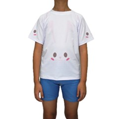 Rabbit Cute Animal White Kids  Short Sleeve Swimwear