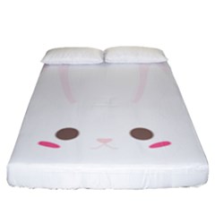 Rabbit Cute Animal White Fitted Sheet (King Size)