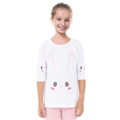 Rabbit Cute Animal White Kids  Quarter Sleeve Raglan Tee