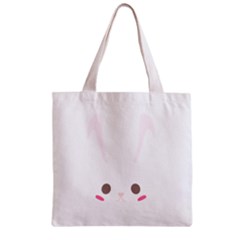 Rabbit Cute Animal White Zipper Grocery Tote Bag