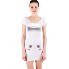 Rabbit Cute Animal White Short Sleeve Bodycon Dress