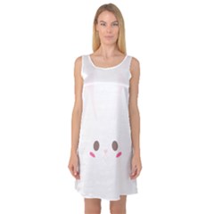 Rabbit Cute Animal White Sleeveless Satin Nightdress