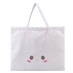 Rabbit Cute Animal White Zipper Large Tote Bag